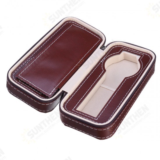 2/4/8 Slots Portable PU Leather Zipper Watch Box Watch Storage Case Bag