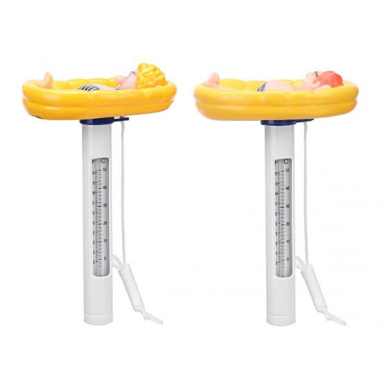 Cartoon Shatter Resistant Floating Pool Thermometer With String For Swimming Pools Spas Hot Tubs Water Temperature Tester Tool