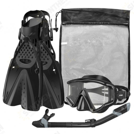 3PCS/Set Snorkel Mask Swimming Goggles + Underwater Breathing Tube + Diving Fins Diving Equipment