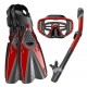 3PCS/Set Snorkel Mask Swimming Goggles + Underwater Breathing Tube + Diving Fins Diving Equipment