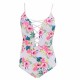 One Piece Swimsuit Nylon Summer Beach Solid Color Low-necked Belt Sexy Swimwear Women Body