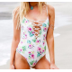 One Piece Swimsuit Nylon Summer Beach Solid Color Low-necked Belt Sexy Swimwear Women Body