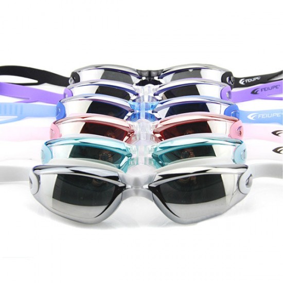 Swimming Goggles with Earplug Waterproof Anti Fog Mirrored Large Frame HD Goggles for Men Women