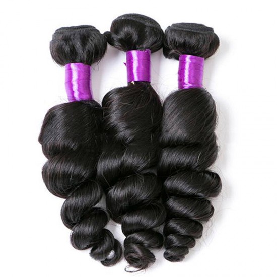 1 Bundle Brazilian Loose Wave Virgin Hair Weave Natural Black Human Hair Extensions