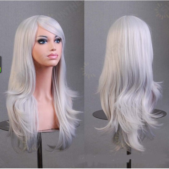 Micro-Rolled Oblique Bangs Long Curly Hair Anime Show Cosplay Color Wig -70cm