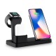 3 In 1 7.5W/10W Fast QI Wireless Charger Station Stand For iPhon-e Appl-e Watch 1/2/3/4 Series Airpo-ds