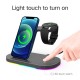 3In1 15W 10W 7.5W 5W Wireless Charger Stand Fast Charging Holder Samsung Galaxy S21 Galaxy Watch Active Galaxy Buds iPhone 13 AirPods Pro Huawei