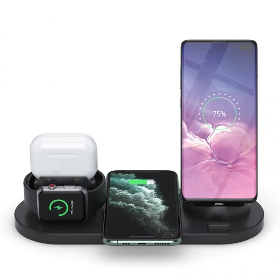 4In1 Wireless Charger 10W Fast Wireless Charging Pad Earbuds Charger Phone Charger Watch Charger For iPhone 12 12 Mini 12 Pro Max Samsung Xiaomi Mi10