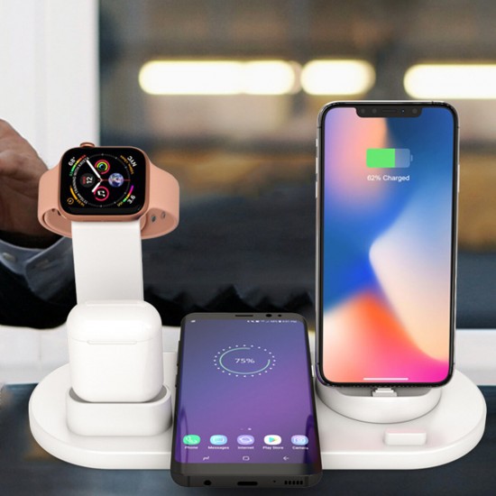 4In1 10W Wireless Charger Stand for Airpods Pro for Apple Watch for Samsung Huawei Mate40 P50 OnePlus 9 Pro for iPhone 12 Pro Max