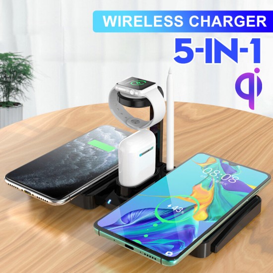 5-in-1 10W Wireless Charger Fast Charging Pad For IPhone XS 11Pro Huawei P40 Pro MI10 S20+ Note 20