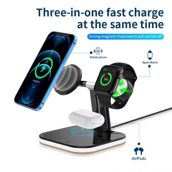 JJT-971 3In1 Wireless Charger Fast Wireless Charging Dock Station For Qi-enabled Smart Phones iPhone Samsung Apple Watch iWatch AirPods