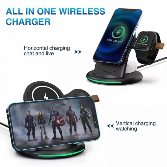 Magnetic 15W Wireless Charger Fast Wireless Charging Holder For Qi-enabled Smart Phones for iPhone13 Samsung 5G For Apple Watch Series