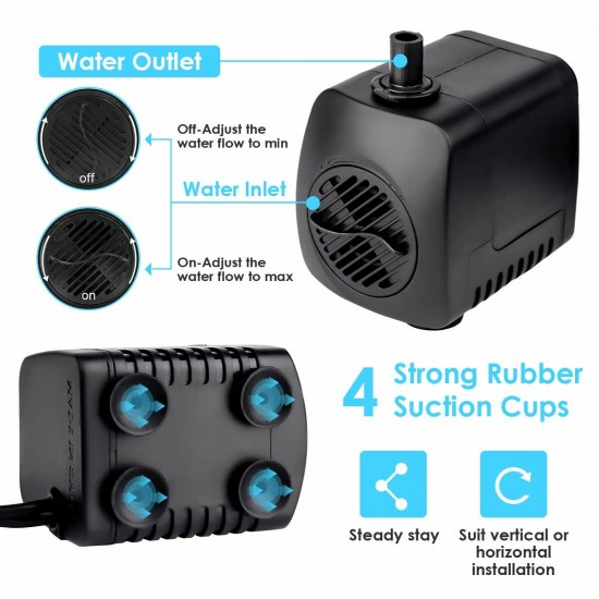 15W 110v/220v Submersible Water Pumps With 12 PCS LED Lights For Aquarium Fish Tank Garden Pond Statuary Outdoor Fountain Pump 800L/H