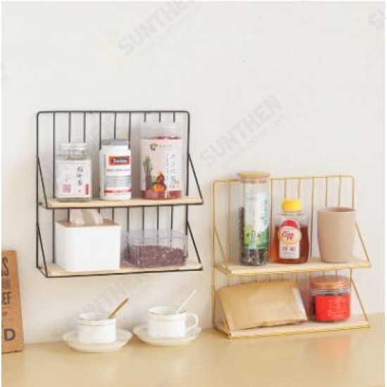 Wrought Rron Double Wall Rack Holder Creative Desktop Storage Organizer