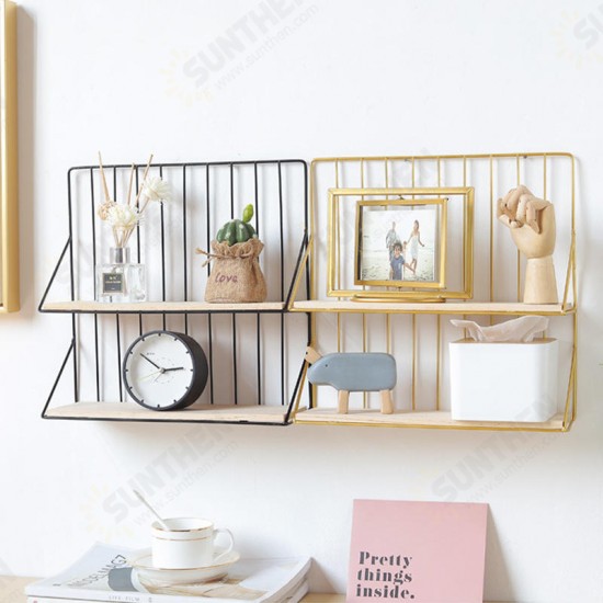 Wrought Rron Double Wall Rack Holder Creative Desktop Storage Organizer