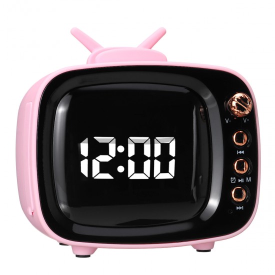 Portable Retro Speaker TV Design Mobile Phone Holder Stand bluetooth Alarm Clock