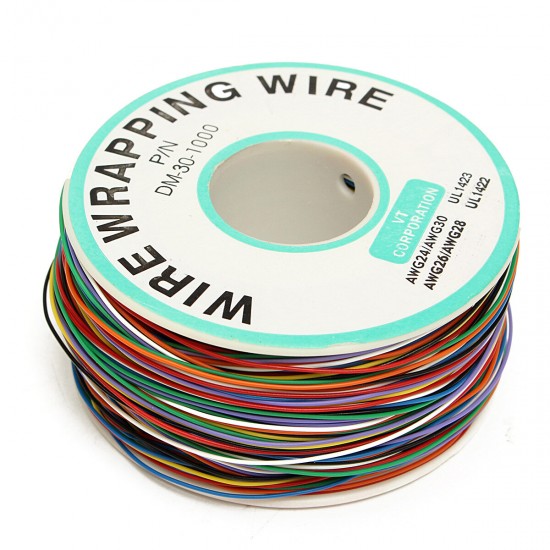 250M 8-Wire Colored Insulated P/N B-30-1000 30AWG Wire Wrapping Cable Wrap Reel