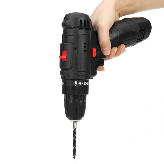 12V LED Cordless Electric Impact Hammer Drill Rechargeable Screwdriver W/ 2pcs Battery