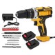 3-IN-1 Electric Cordless Impact Hammer Drill Screwdriver 38N.m High Torque Tool