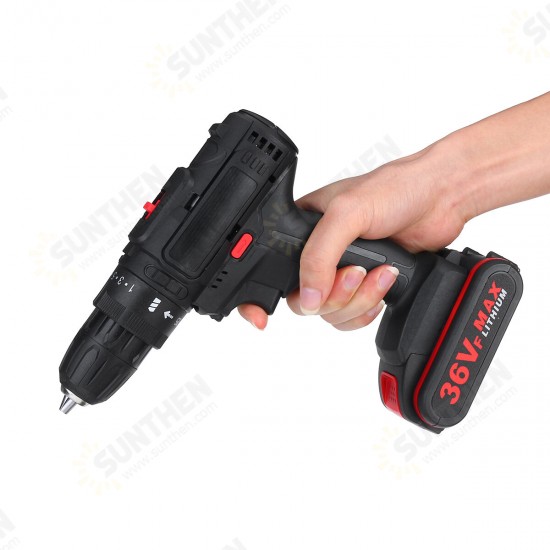 3 in 1 36V 550W Cordless Electric Impact Hammer Drill Screwdriver 2 Speeds W/ 2pcs Battery