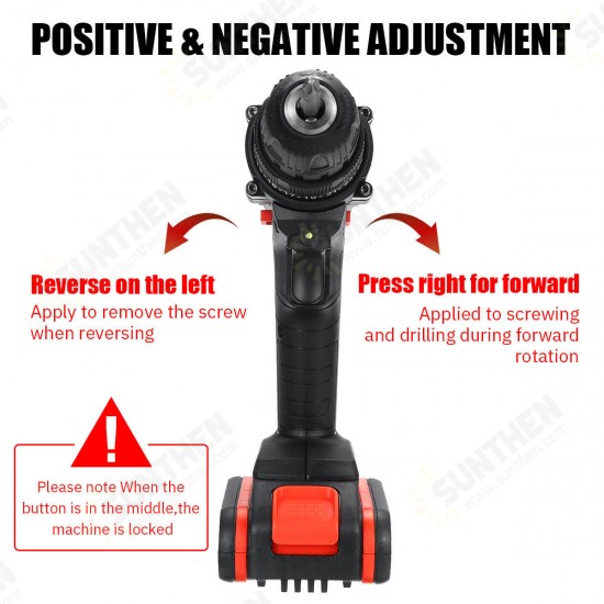 36V Cordless Electric Drill Speed Adjustable with Two Lithium Rechargeable Battery 2 Speed Adjustment Brushless Drill Screwdriver