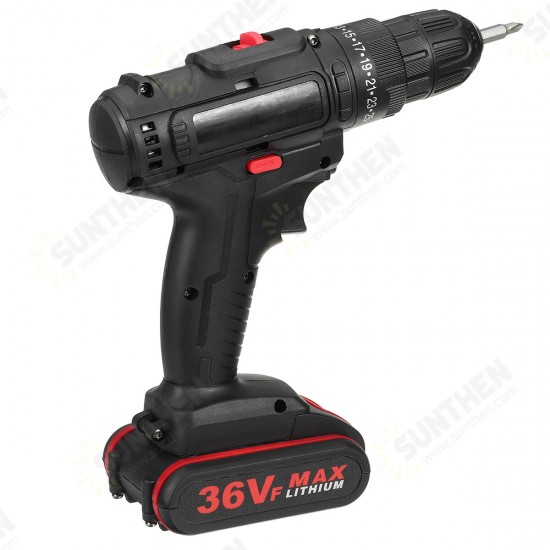 36V Cordless Electric Impact Hammer LED Light Drill Screwdriver With 2 Battery Household Power Tools