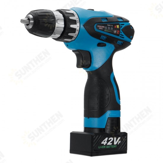 42V 9000mAh Electric Cordless Drill Driver LED 2-Speed Screwdriver W/ 1 or 2 Li-Ion Battery