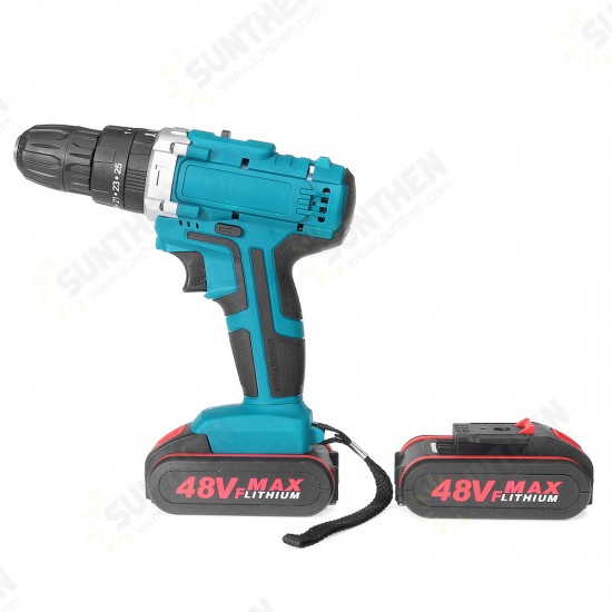 48V 2 Speed Power Drills Cordless Electric Drill 13000mAh 25+3 Torque Drilling Tool With 2 Li-ion Batteries