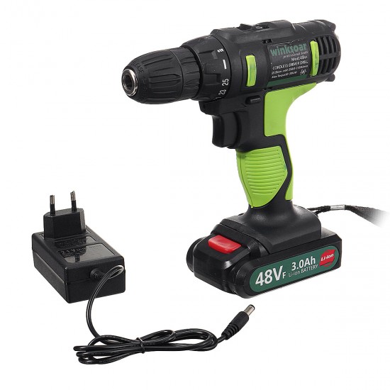 48VF Cordless Impact Lithium Electric Drill 2 Speed Hand Drill LED lighting 1/2Pcs Large Capacity Battery 25+1 Torque Rechargeable Screw Driver Drill