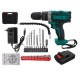 Cordless Rechargeable Electric Drill Screwdriver LED Portable Metal Wood Drilling Tool W/ 1/2pcs Battery & Storage Box