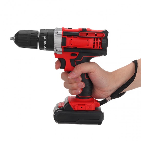 Cordless Rechargeable Electric Drill Screwdriver LED Portable Metal Wood Drilling Tool W/ 1/2pcs Battery & Storage Box