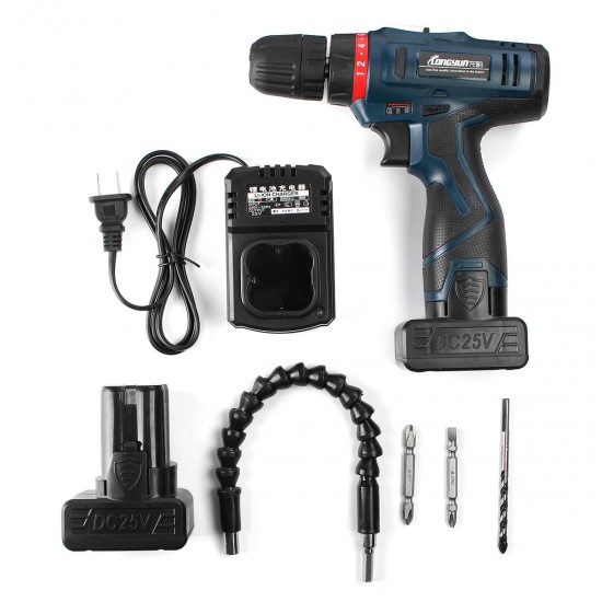 220V Input 25V Output Li-Ion Cordless Electric Hammer Drill Driver Hand Kit 2 Speed LED