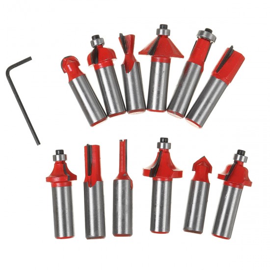 12/15pcs 1/2 1/4 Inch Milling Cutter Router Bit Set for Woodworking