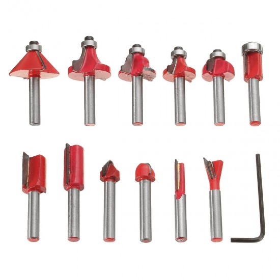 12pcs Wood Working Router Bit Cutter Tungsten Carbide Rotary Tool Set