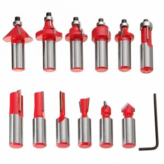 12pcs Wood Working Router Bit Cutter Tungsten Carbide Rotary Tool Set