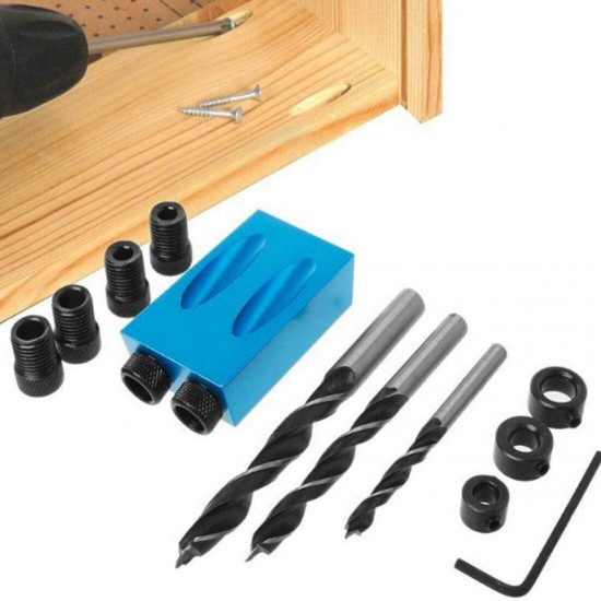 15Pcs 15 Degree Pocket Hole Jig Kit Drilling Locator Guide Screw Drill Angle Positioning Wood Plug Oblique LocatorInclined Joinery Tool for Carpenter