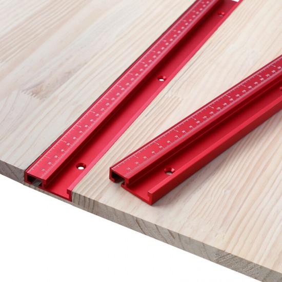 300-1220mm Red Aluminum Alloy 45 Type T-Track Laser Scale Woodworking T-slot Miter Track for Table Saw Router Table