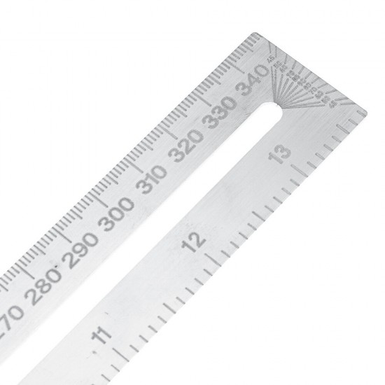 350mm Multifunctional Angle Drawing Ruler with Imperial and Metric Scale Hole Positioning Ruler Woodworking Scriber