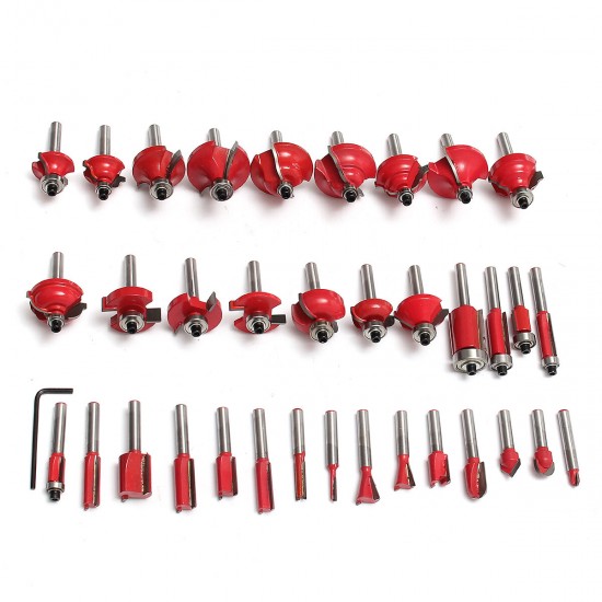 35Pcs 1/4 Inch Shank Tungsten Carbide Tip Router Bit Set Wood Working Tool