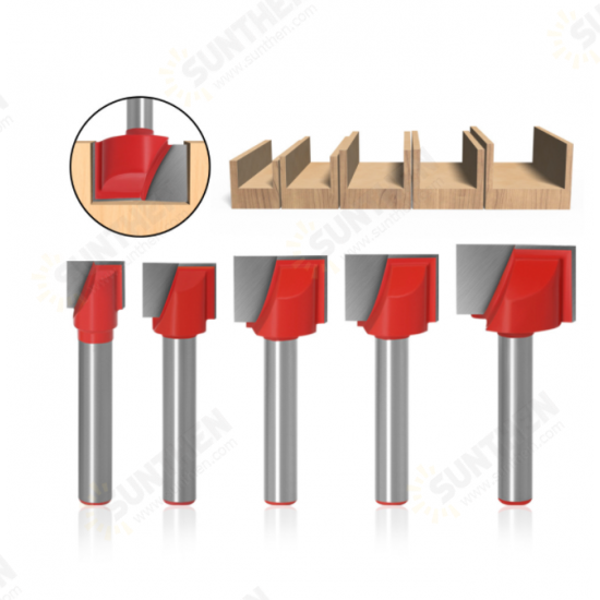 4/5pcs 6mm Shank Cleaning Bottom Router Bit Set Double Flute Tipped Cutter Carbide Planing Tool