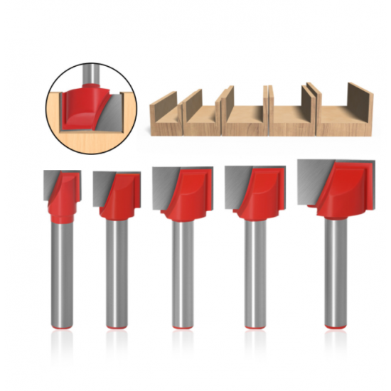 4/5pcs 6mm Shank Cleaning Bottom Router Bit Set Double Flute Tipped Cutter Carbide Planing Tool