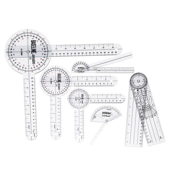 6Pcs 360° 12/8/6 Inch Medical Spinal Ruler Goniometer Angle Protractor Angle Ruler