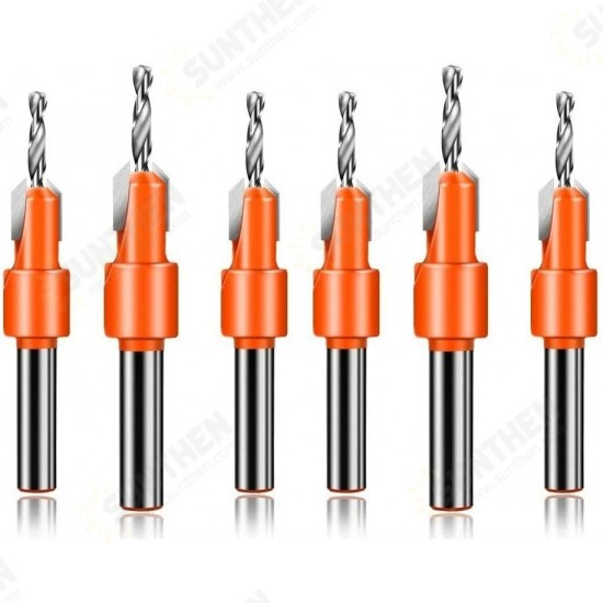 6pcs Drill Bit Set Wood Hole Router Bit Timber Taper Hole Drill Screw Step Wood Working Drill Bits