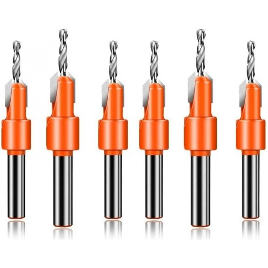 6pcs Drill Bit Set Wood Hole Router Bit Timber Taper Hole Drill Screw Step Wood Working Drill Bits