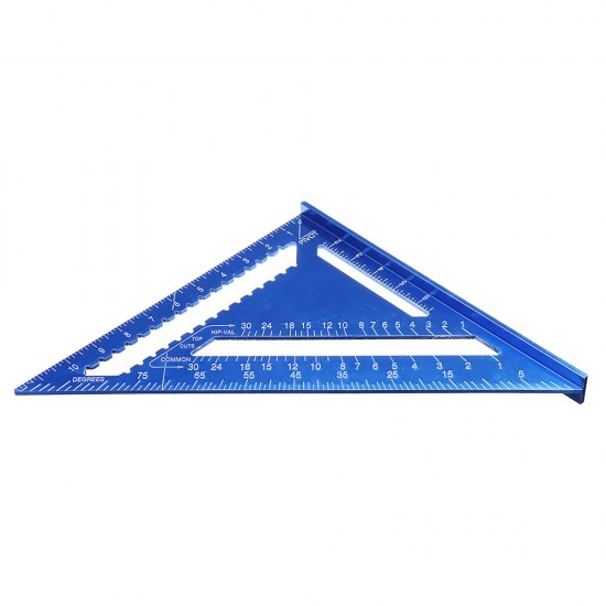 7/12inch Triangular Measuring Ruler Aluminum Alloy Triangle Angle Protractor