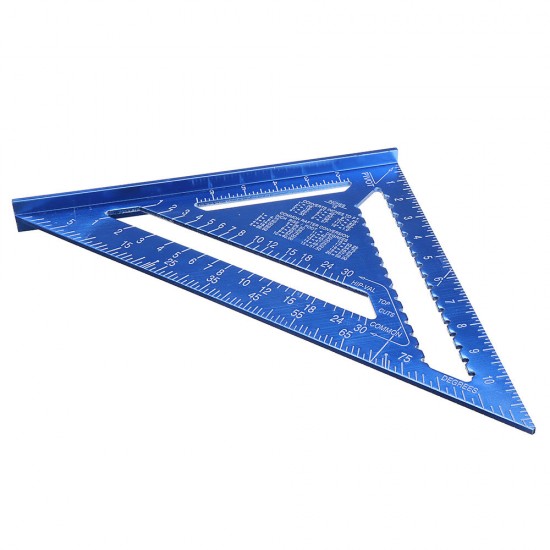 7/12inch Triangular Measuring Ruler Aluminum Alloy Triangle Angle Protractor