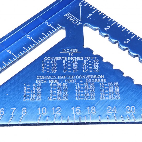 7/12inch Triangular Measuring Ruler Aluminum Alloy Triangle Angle Protractor