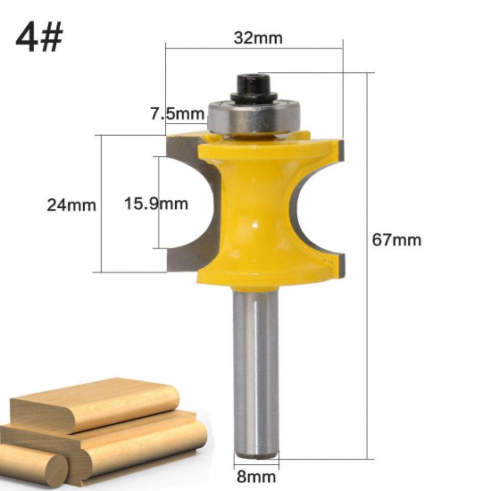 8mm Shank Round Over Router Bit 1/4 to 5/8 Inch Woodworking Edging Router Chisel Groove Cutter