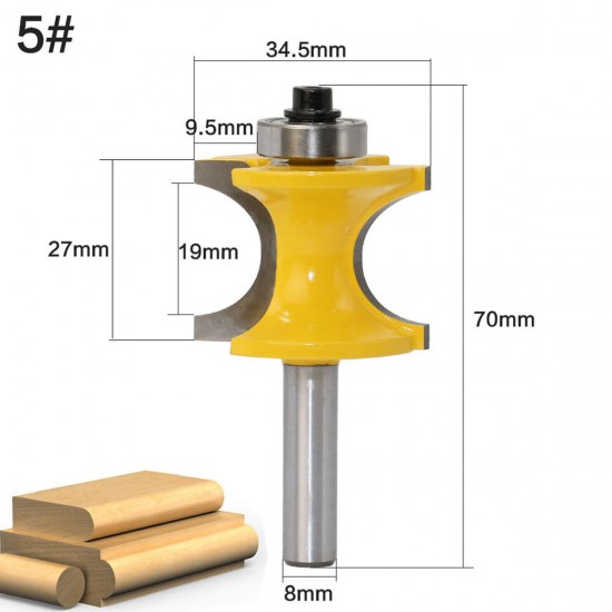 8mm Shank Round Over Router Bit 1/4 to 5/8 Inch Woodworking Edging Router Chisel Groove Cutter