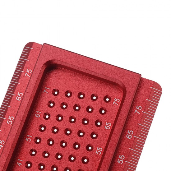 Aluminrum Alloy TS-3A Precision Hole Marking T Ruler 75mm Hole Positioning Metric Measuring Ruler Scriber Ruler Woodworking Tool